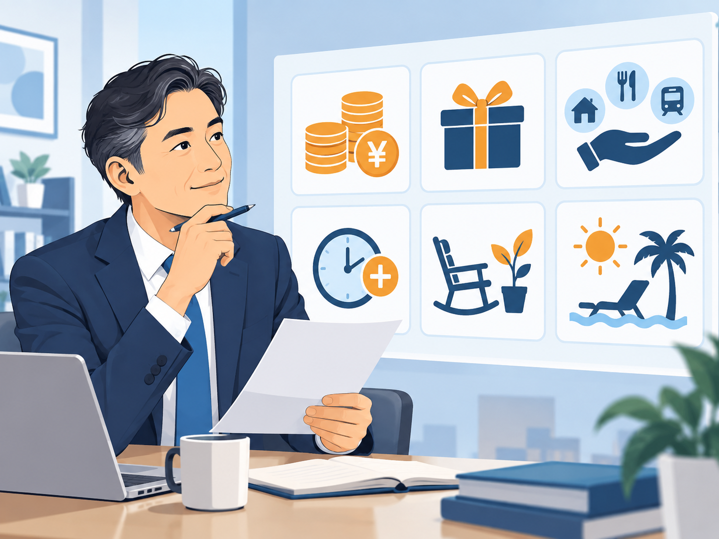 40代の転職で給与・賞与・手当・福利厚生などの条件を比較するイメージ